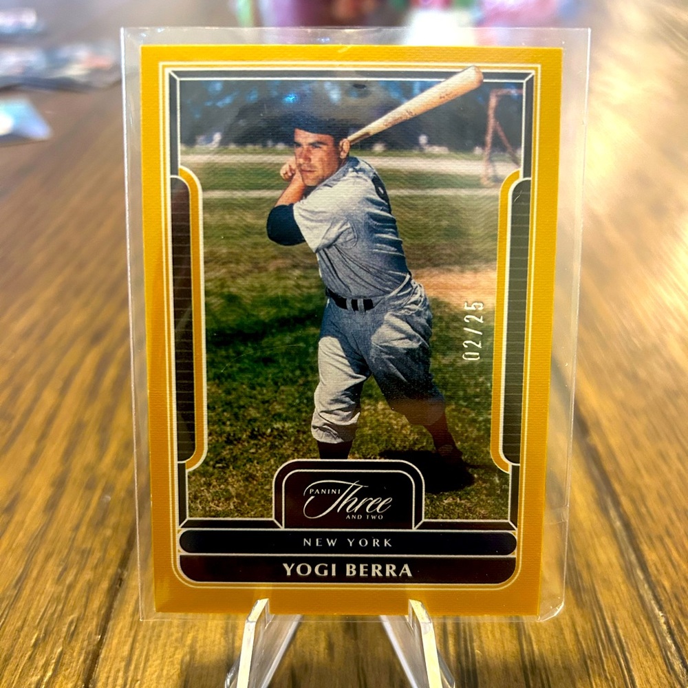 Yogi Berra Panini Three and Two Holo Gold 2/25